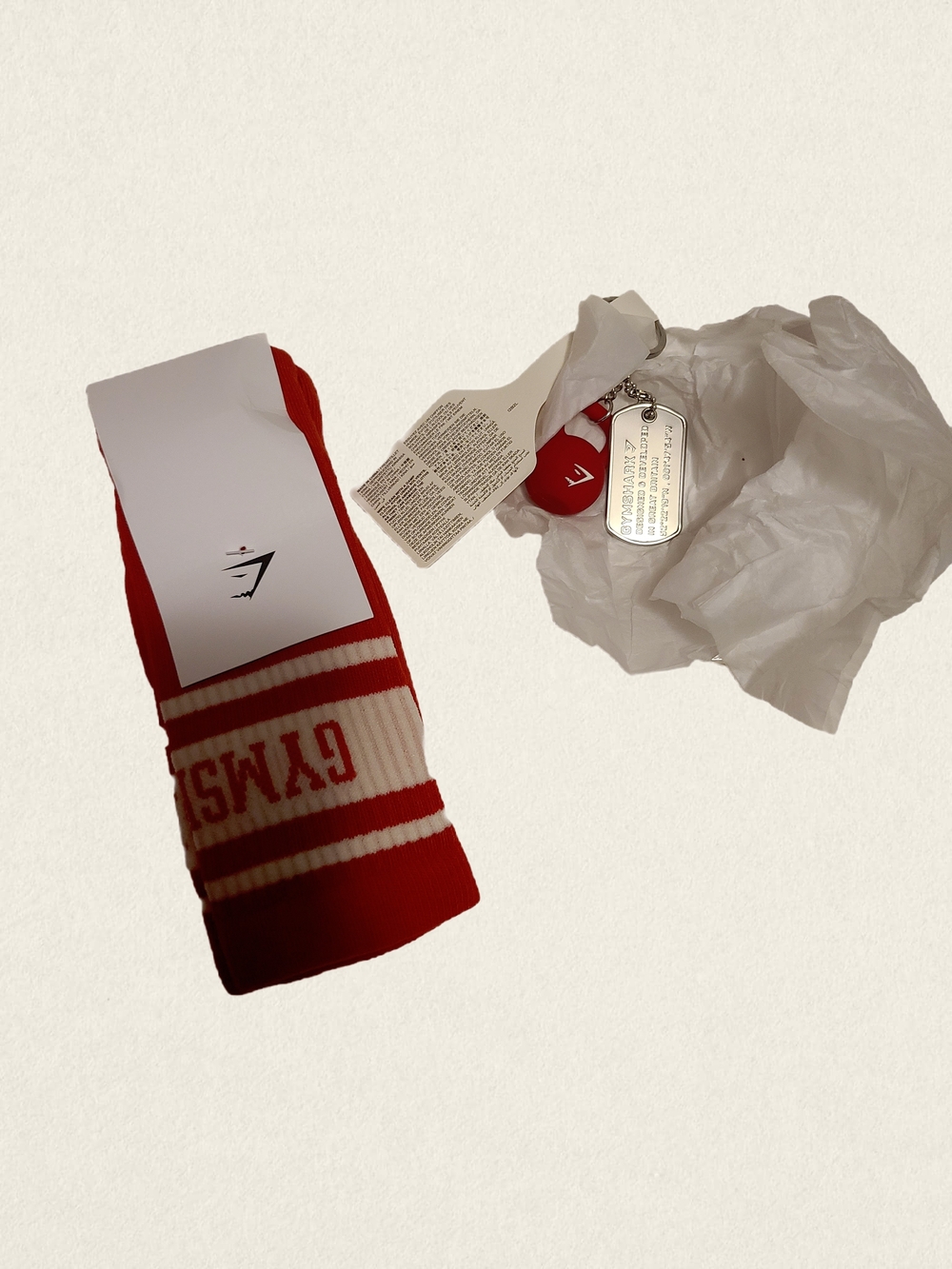 NWT Gymshark Red Crew Socks + Official Keychain Bundle | Sold Out | Rare